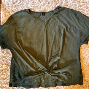 Olive Green Dolman Sleeve twist front top